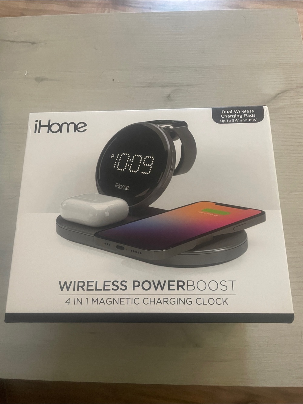 iHome Wireless PowerBoost 4-in-1 Magnetic Charging Station - Black